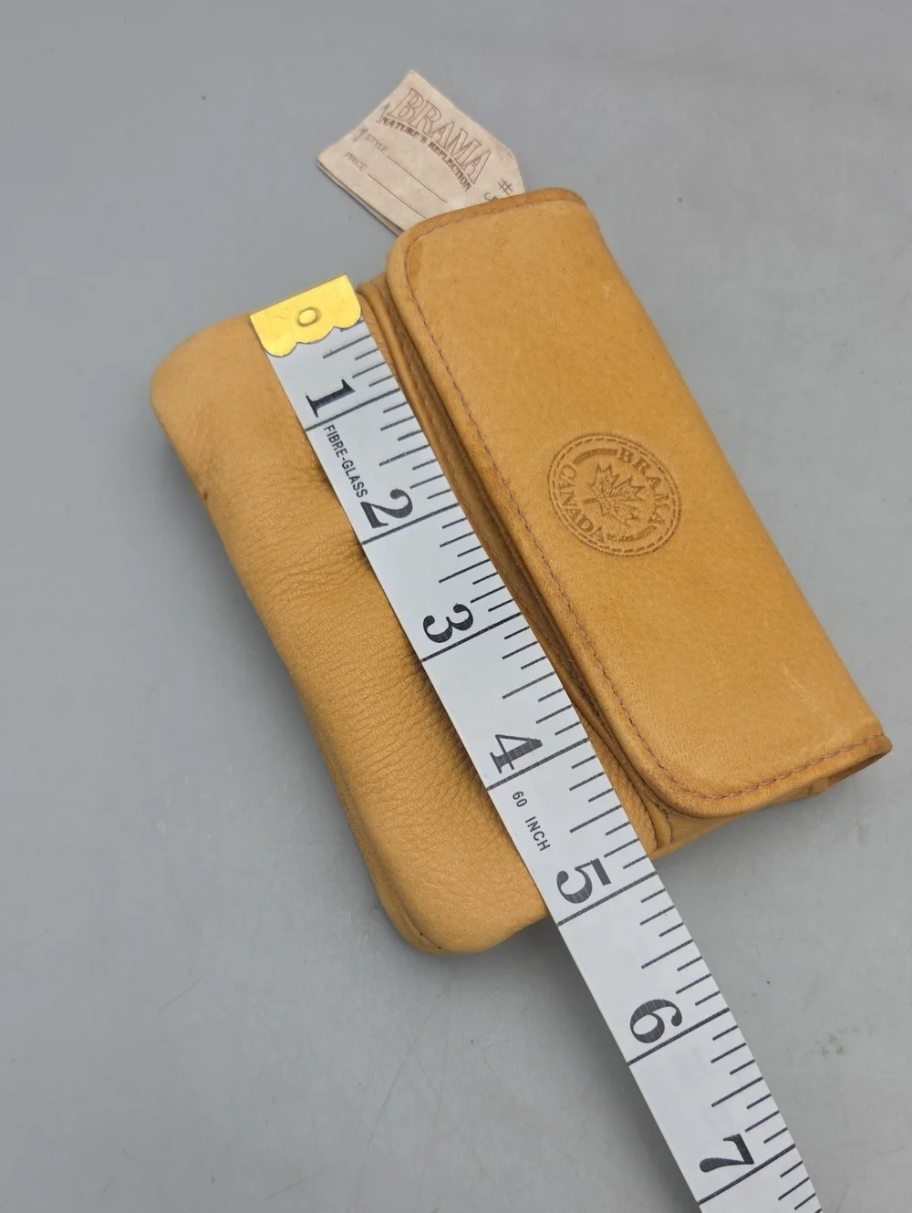 Brama Canada Vintage Deerskin Tan nubuck Leather Coin Purse wallet New